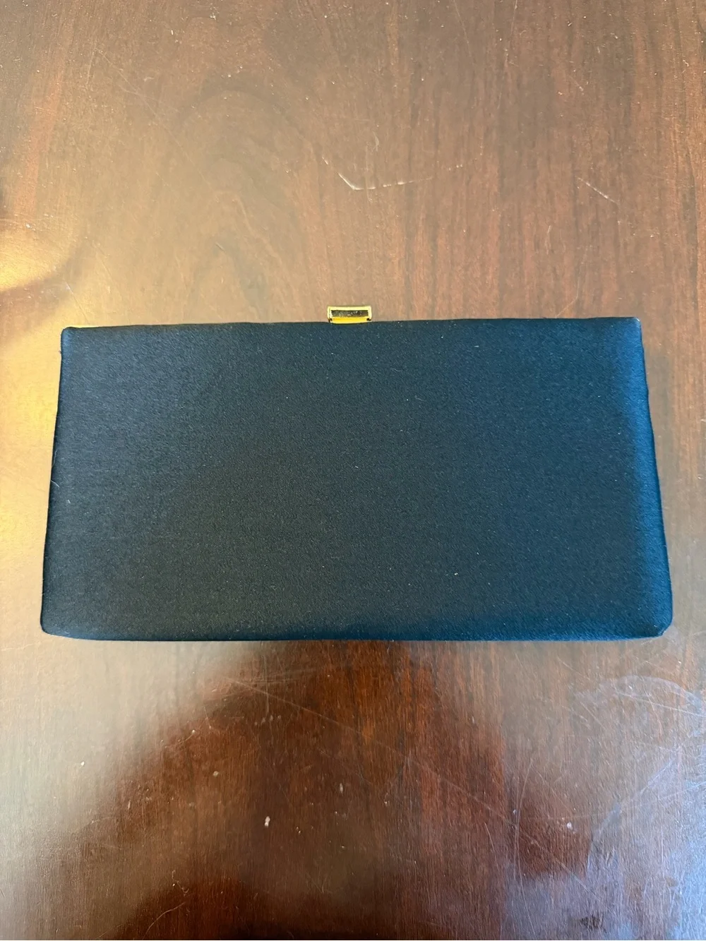 NOS Vintage Shirl Miller Ltd. Black Velvet Hard Case Clutch with Gold Hardware
